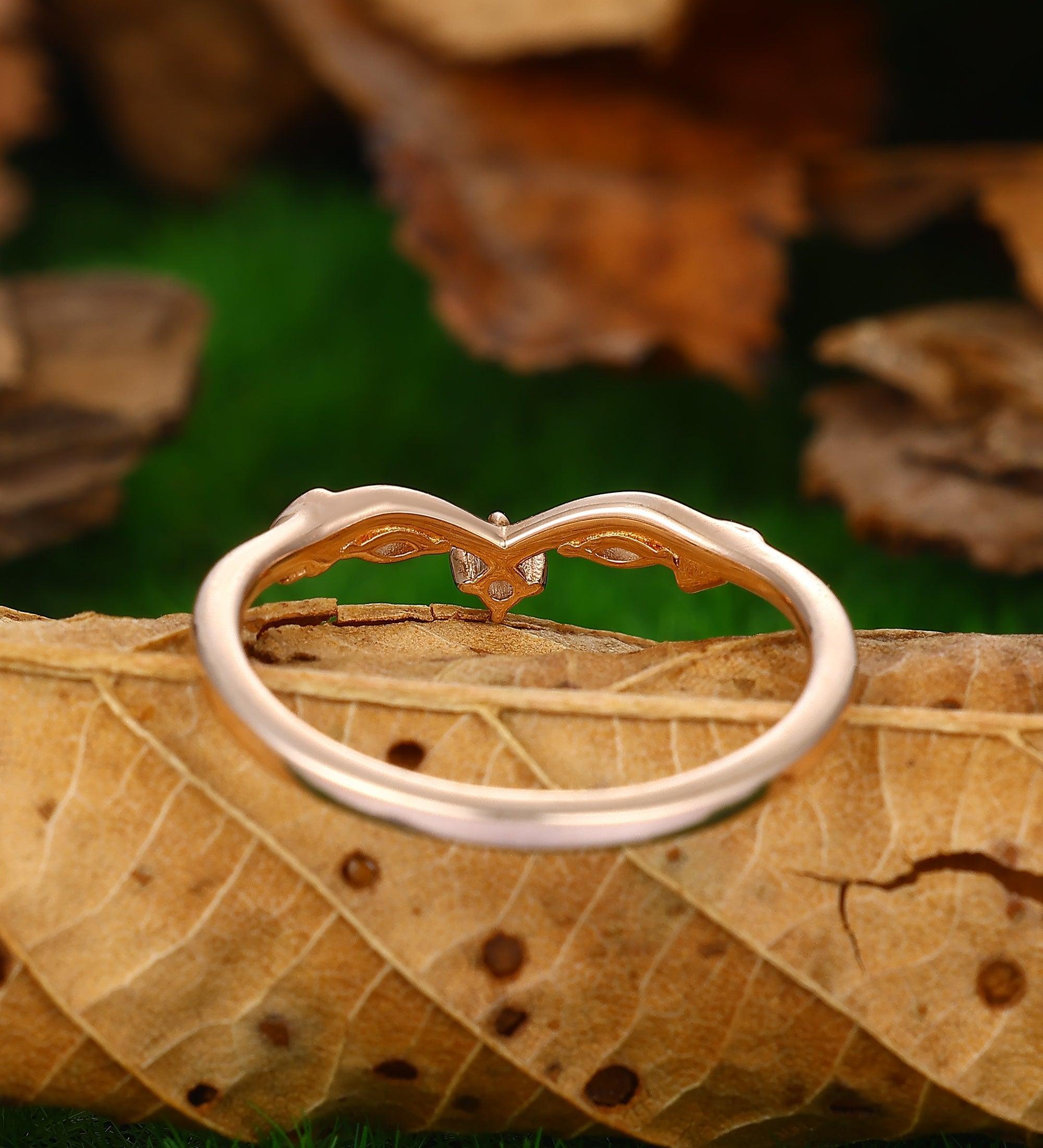 Solid Gold Curved Matching Ring Lab Grown Diamond Wedding Band
