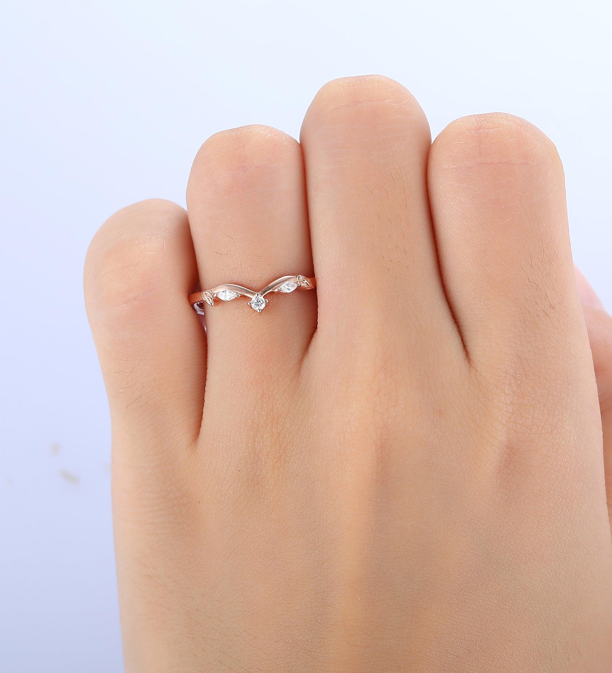 Solid Gold Curved Matching Ring Lab Grown Diamond Wedding Band