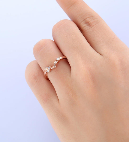 Stacking Ring Nature Inspired Leaf Wedding Band For Women - Esdomera