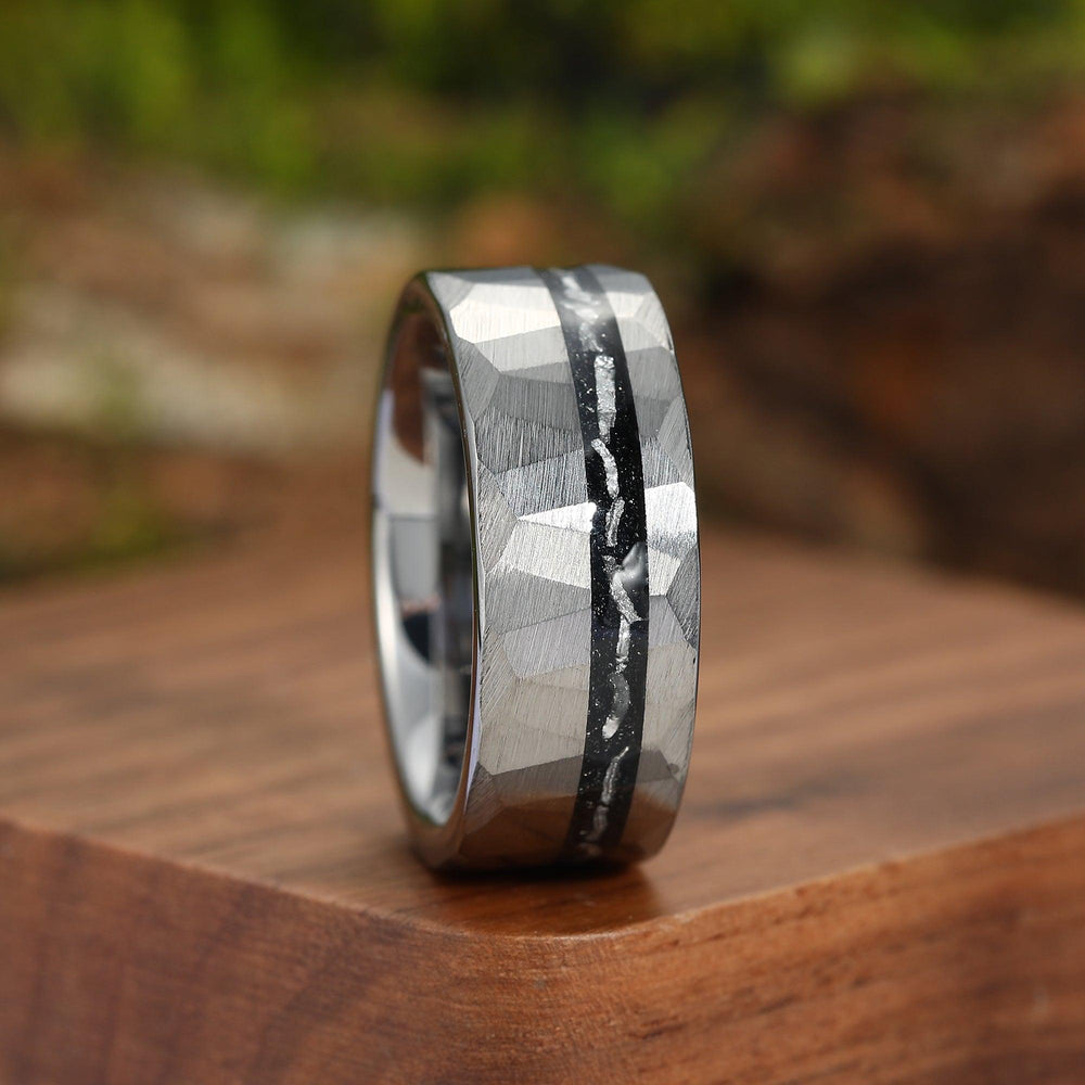 Tungsten Meteorite Ring Men's Tungsten Band Meteorite Ring for Men - Esdomera