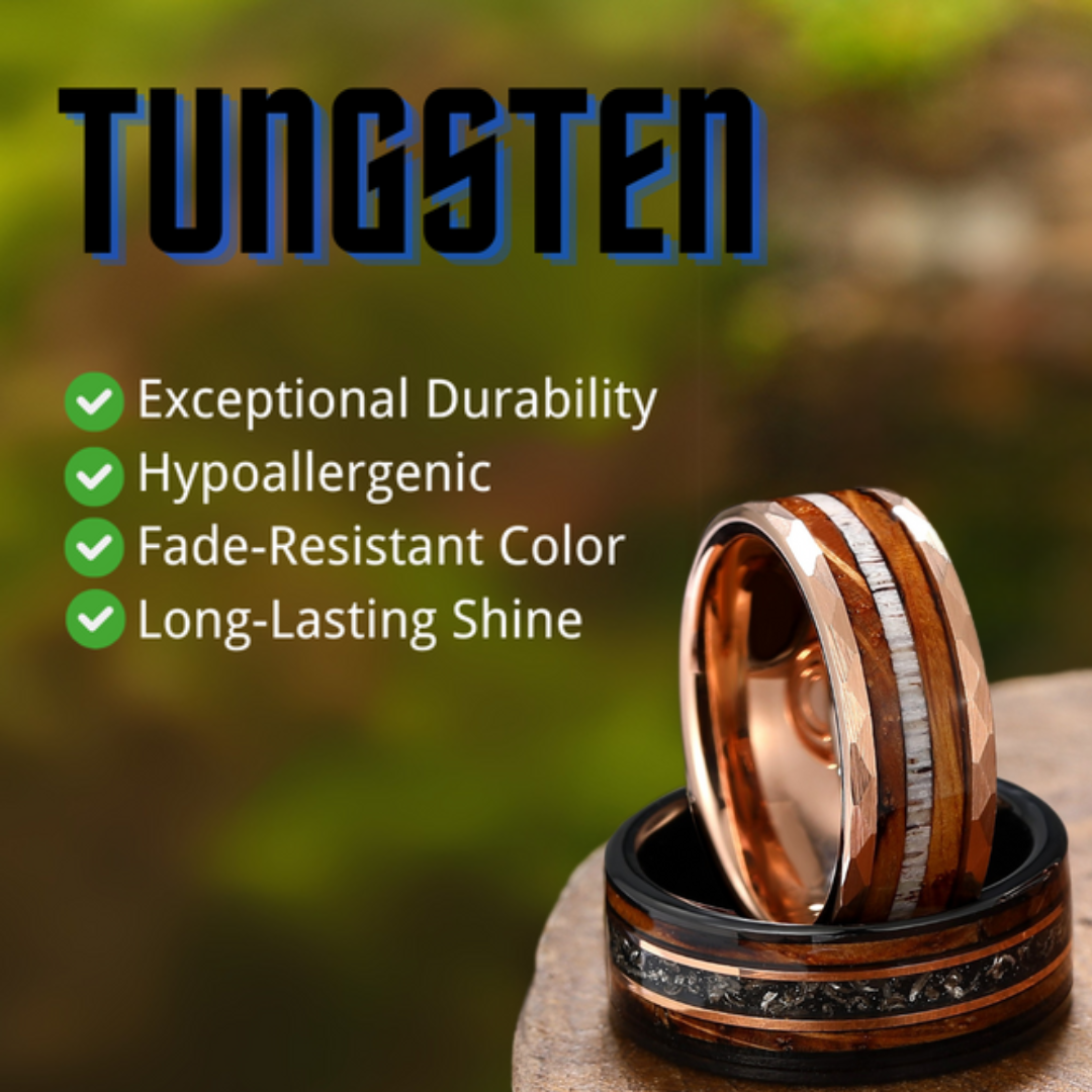 Bague en carbure de tungstène rubis et améthyste 8 mm alliance bicolore avec pierres précieuses pour femmes et hommes