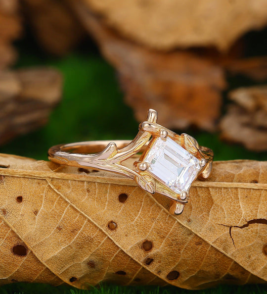 Twig Emerald Cut 1CT Lab Grown Diamond Engagement Ring - Esdomera