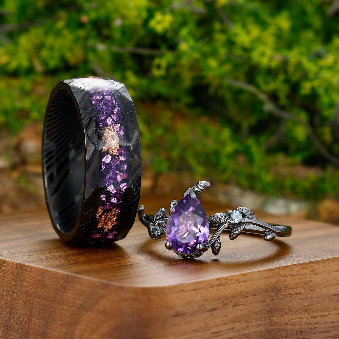 Unique Pear Cut Natural Amethyst Engagement Alexandrite