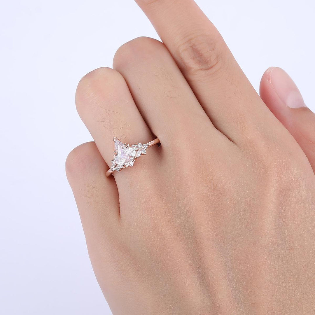 Unique 1.8CT Kite Cut Moissanite Engagement Ring For Wedding Gift - Esdomera