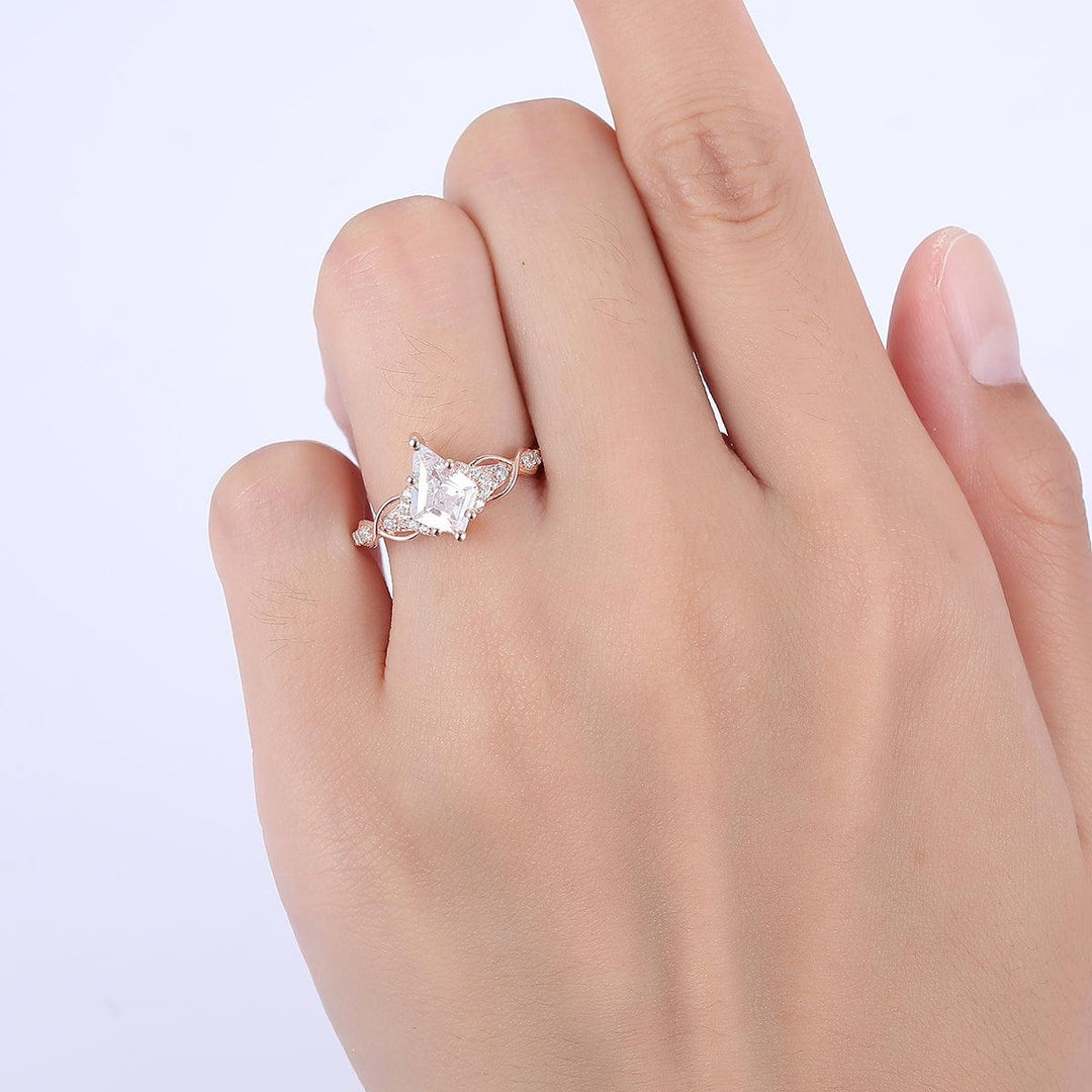 Unique 1.8CT Kite Cut Moissanite Engagement Vine Ring For Women Gift - Esdomera