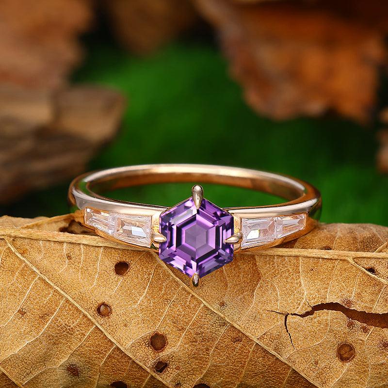 Round Cut Amethyst Engagement Ring, Natural Amethyst Ring, offers Art Deco Purple Amethyst Wedding Ring, February Birthstone, Amethyst Promise Ring