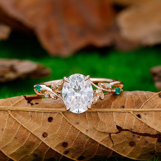 Unique Oval Cut 2ct Mossanite Leaf Twist Engagement Ring - Esdomera