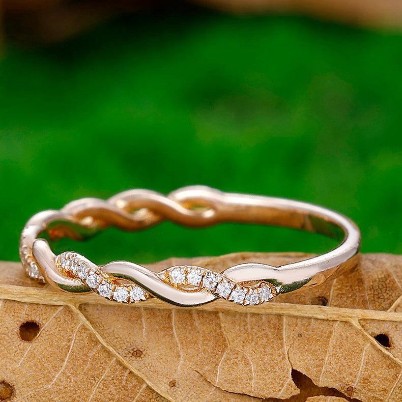 Unique Twisted Vines Moissanite Wedding Band Promise Engagement Band Anniversary Ring - Esdomera