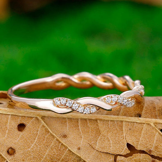 Unique Twisted Vines Moissanite Wedding Band Promise Engagement Band Anniversary Ring - Esdomera