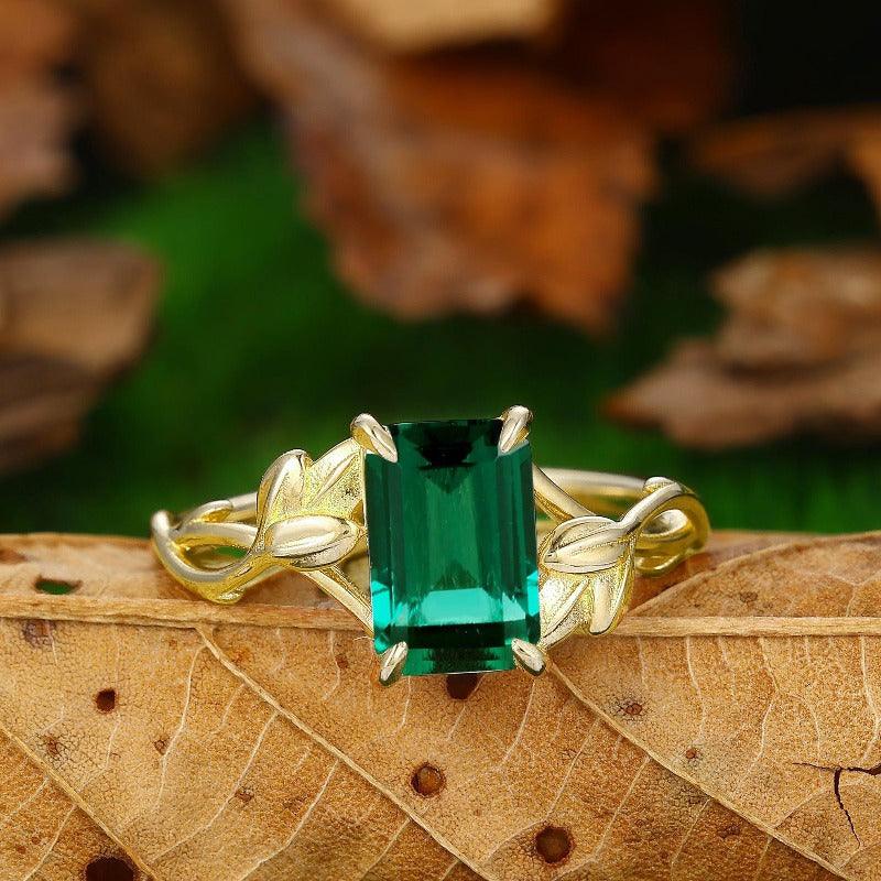 Vintage 2,5 Karat Smaragdschliff 14k Massives Gold Smaragd