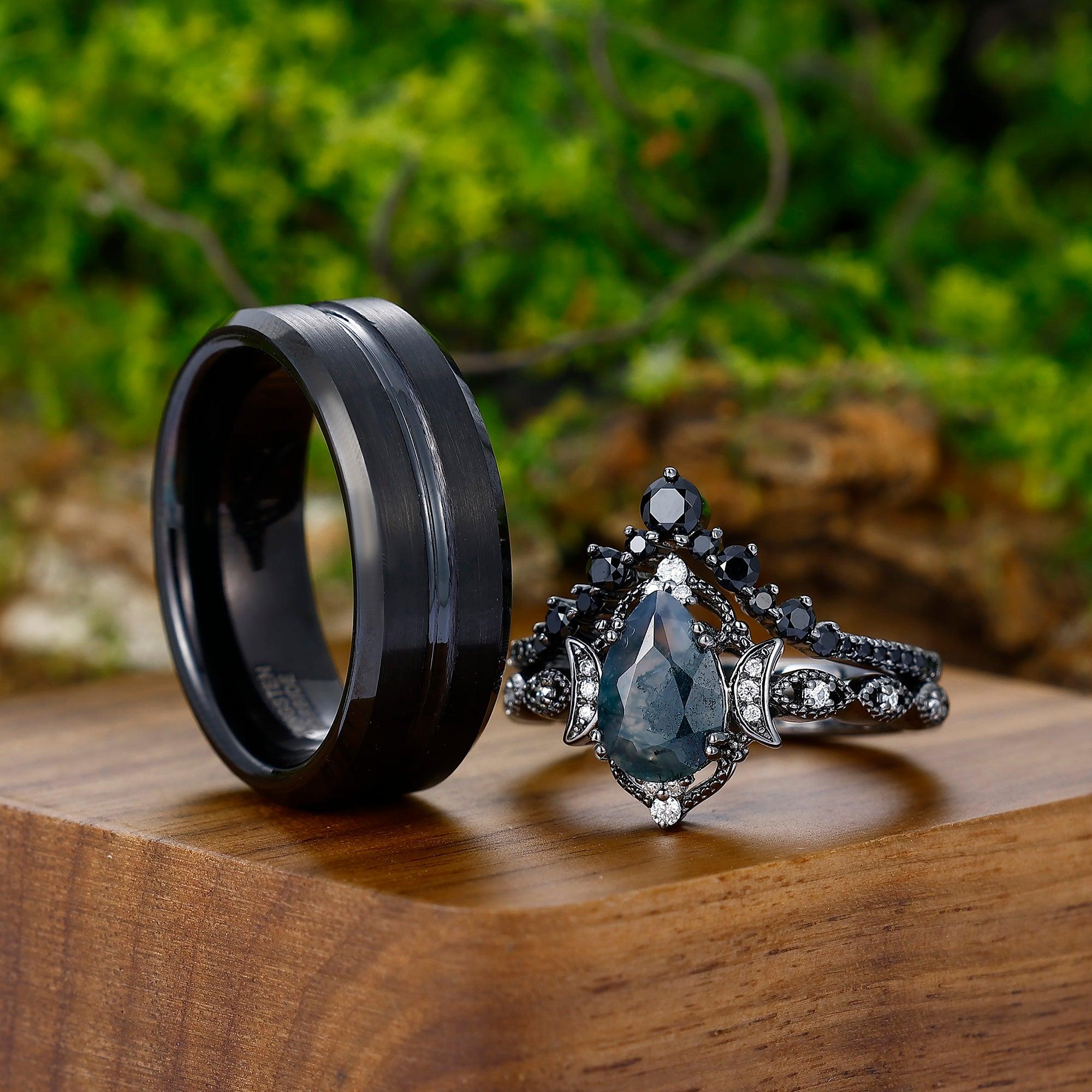 Rectangular Obsidian Ring Black obsidian wedding ring | Honestweddingadvice.com