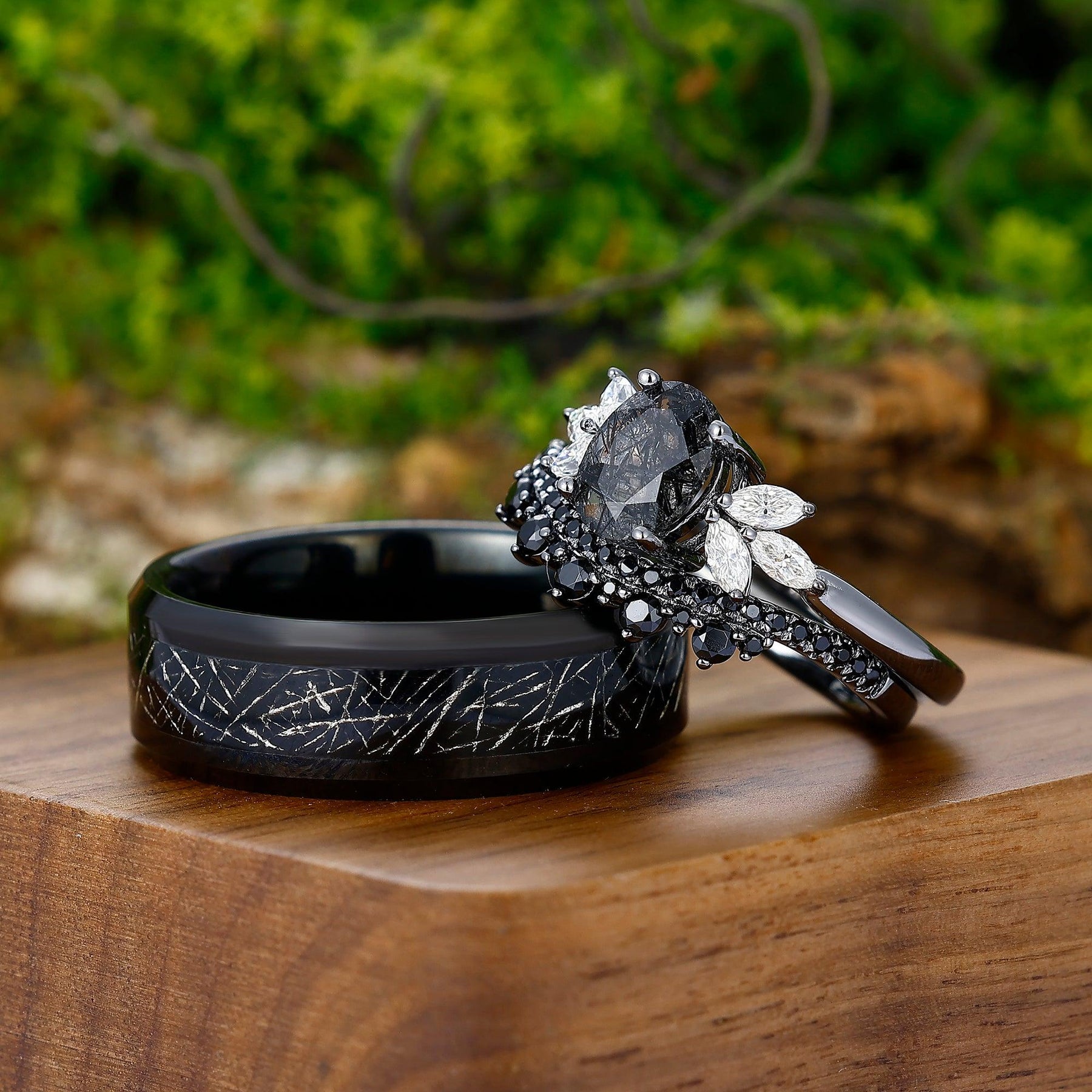 Nebula Ring Tungsten Wedding Sets For Her Tungsten Wedding Rings