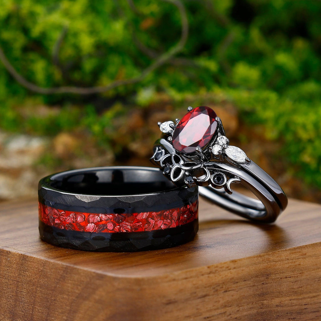 King Will Rings Tungsten Ring Mens Black Red Wedding Band Tungsten