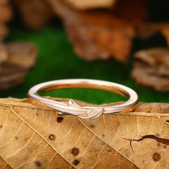 Wedding Ring Band Plain Shank Leaf Design - Esdomera