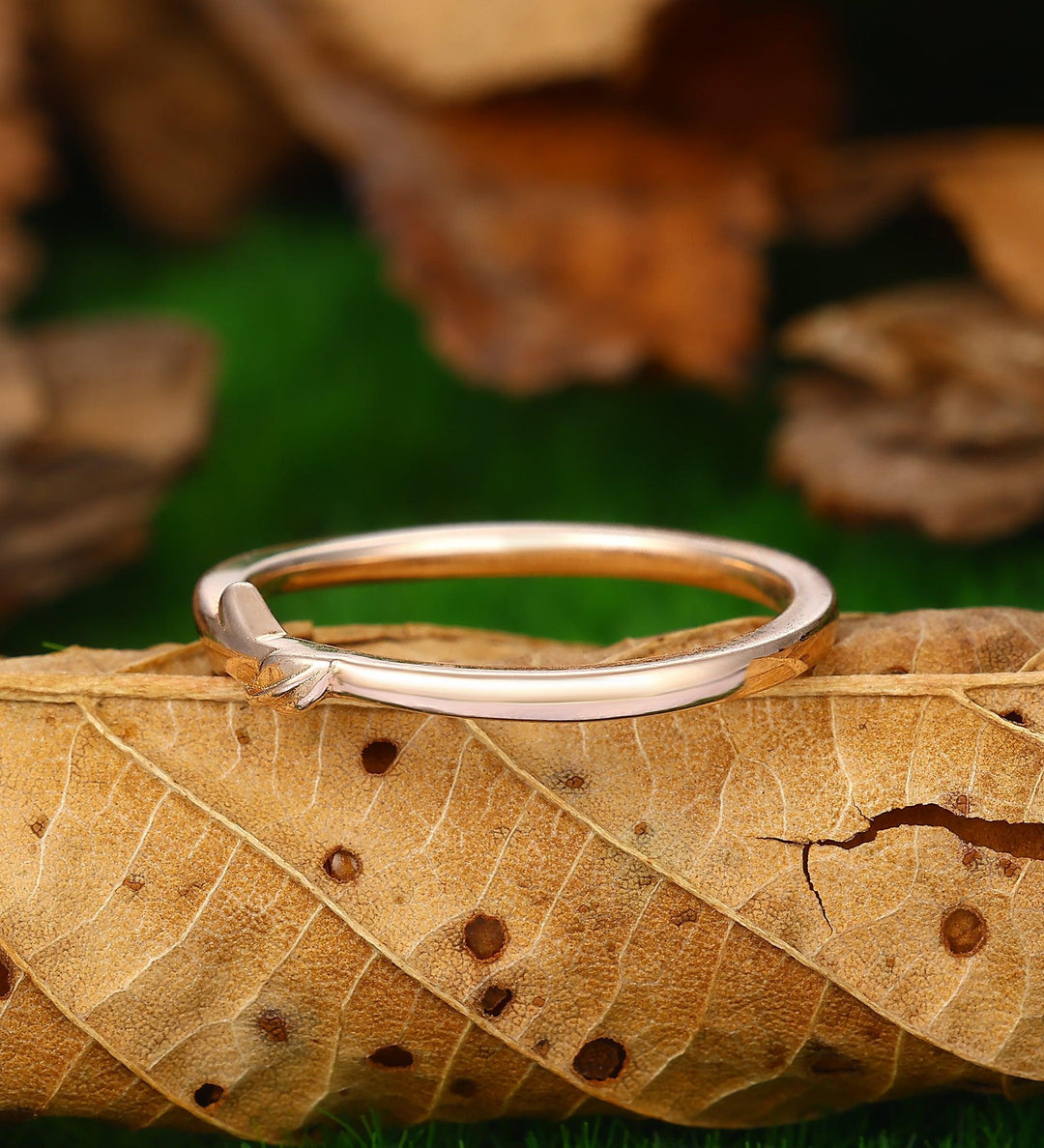 Wedding Ring Band Plain Shank Leaf Design - Esdomera