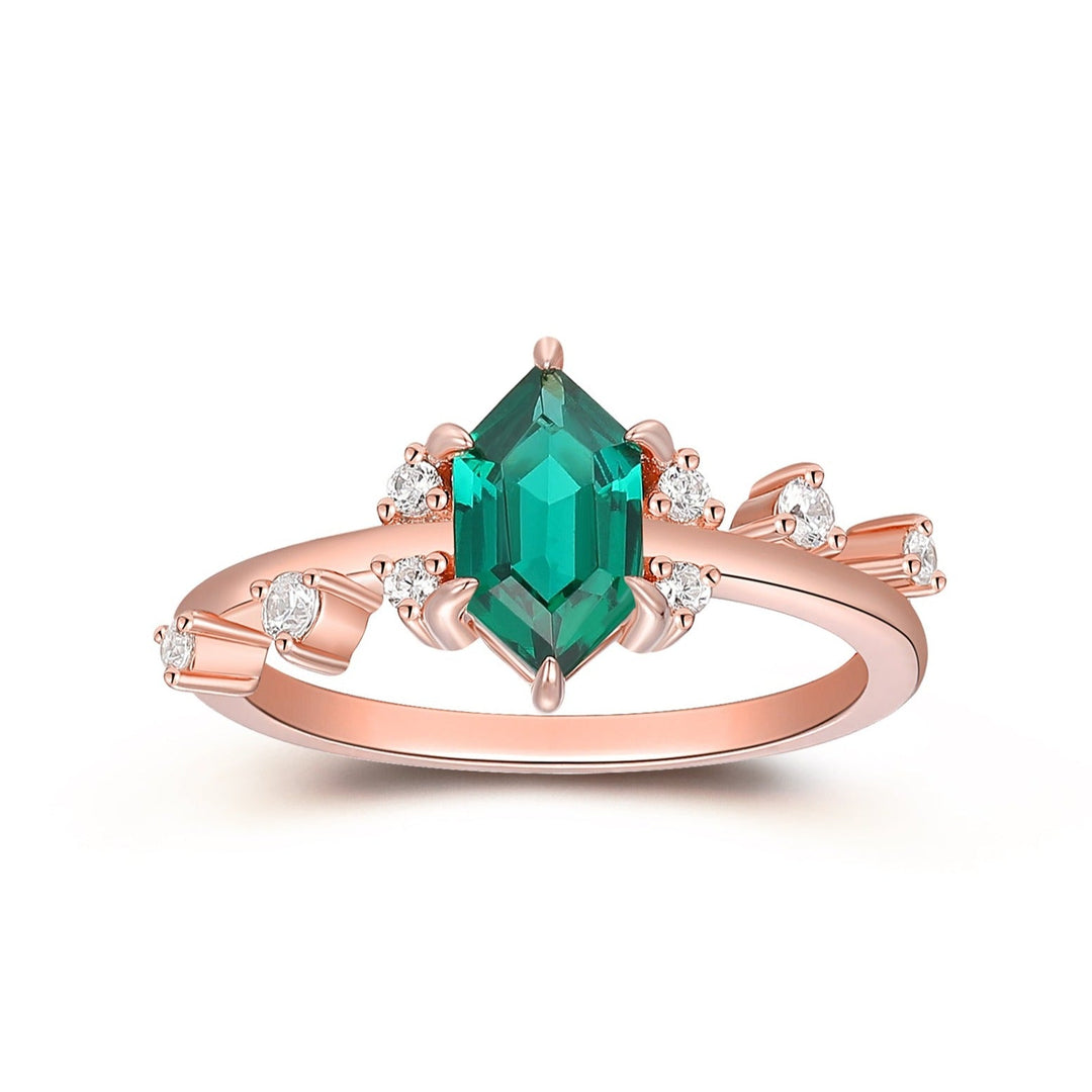 1.10CT Hexagon Cut Emerald Engagement Ring, Art Deco Soild 14k Gold Wedding Ring, Personalized Birthday Gift For Her