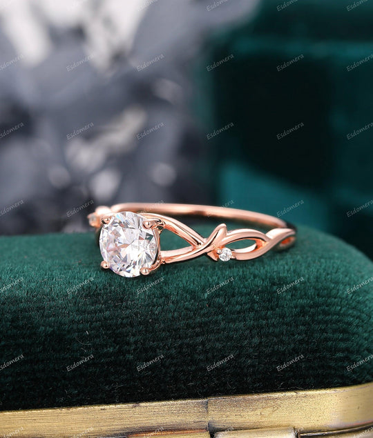 1.00CT Round Cut Moissanite Wedding Ring Cross Band Ring Anniversary Gift For Her - Esdomera