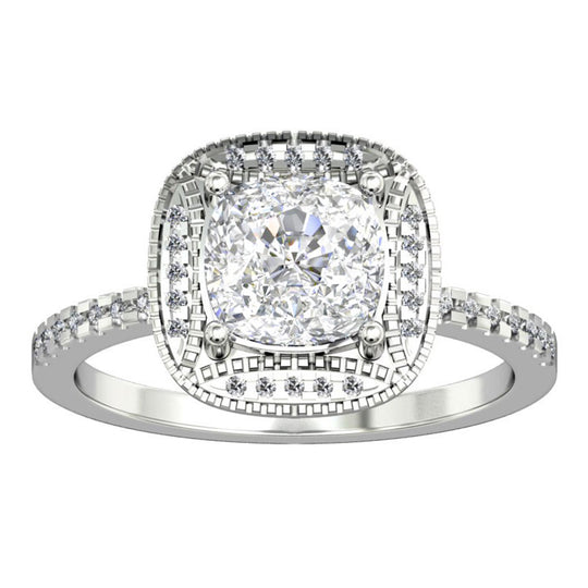 Cushion Cut 1.7CT Moissanite Wedding Ring, 14K Gold Pristine Custom Promise Ring
