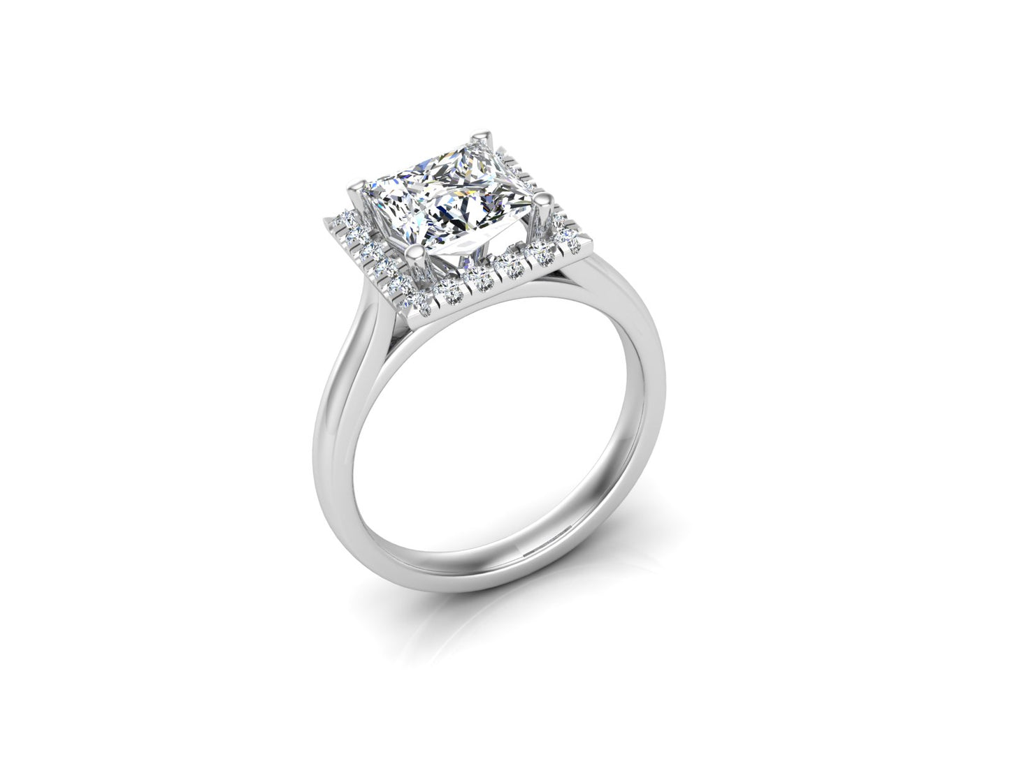 Princess Cut 1.1 CT 5.5mm Moissanite Ring, Halo Engagament Ring, 14k Rose Gold Ring