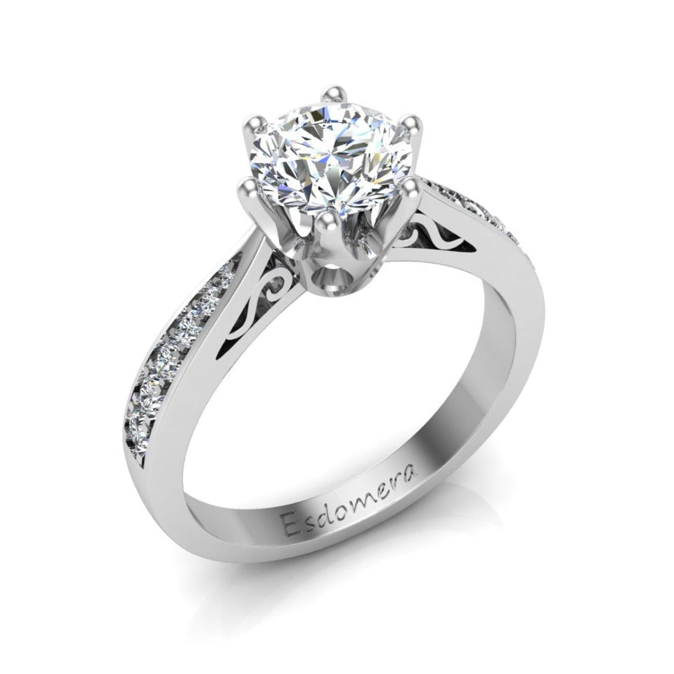 Vintage Crown Design Wedding Ring, 0.5CT Round Cut Moissanite Engagement Ring, 14K Solid Gold