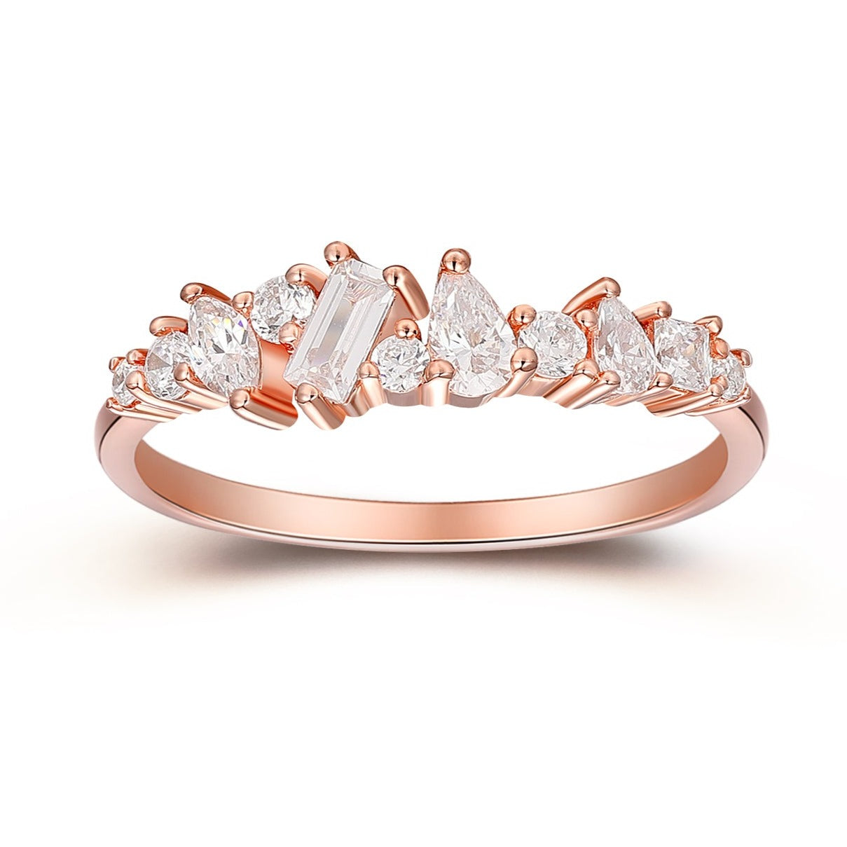 Art Deco Moissanites Wedding Band, Half Eternity Moissanite Promise Ring For Lover, Birthday Gift For Her