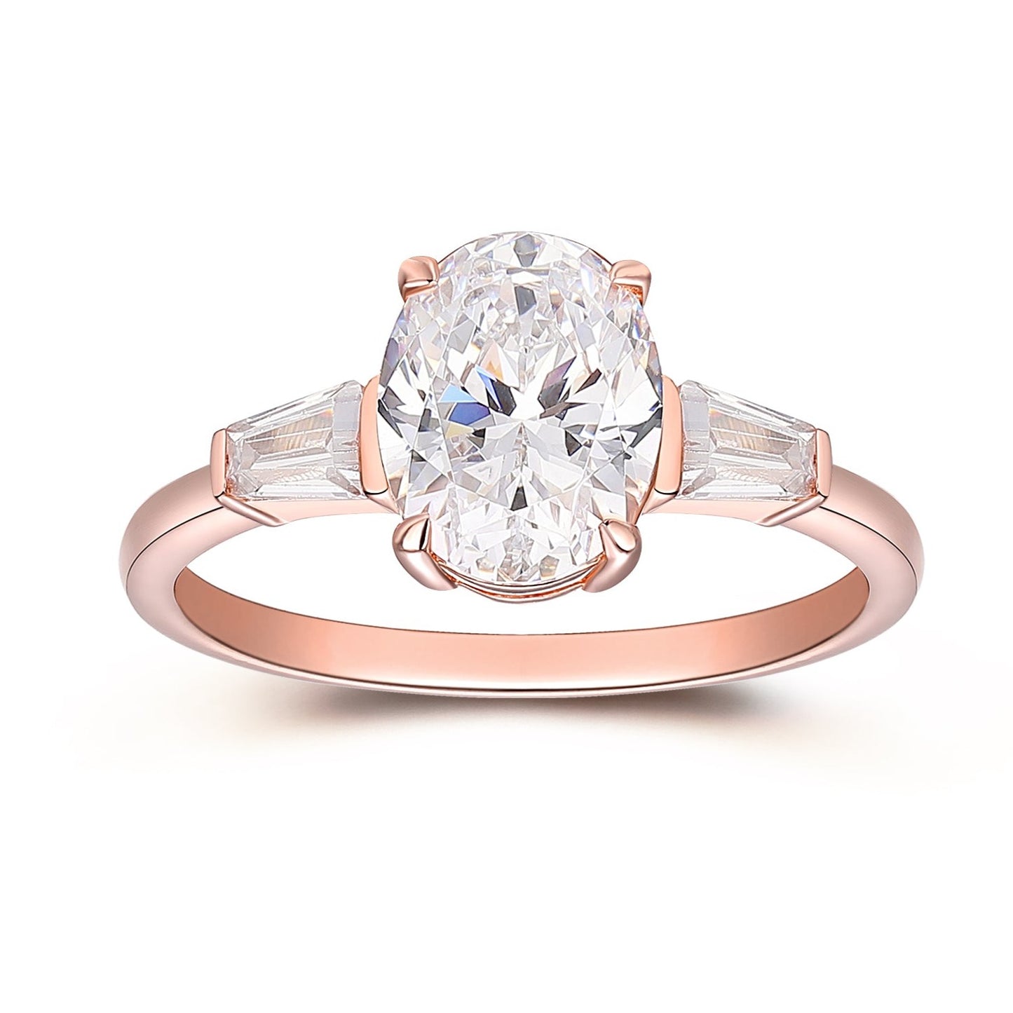 14k Rose Gold Unique Engagement Ring For Her, Art Deco 2CT 7x9mm Oval Cut Moissanite Promise Ring