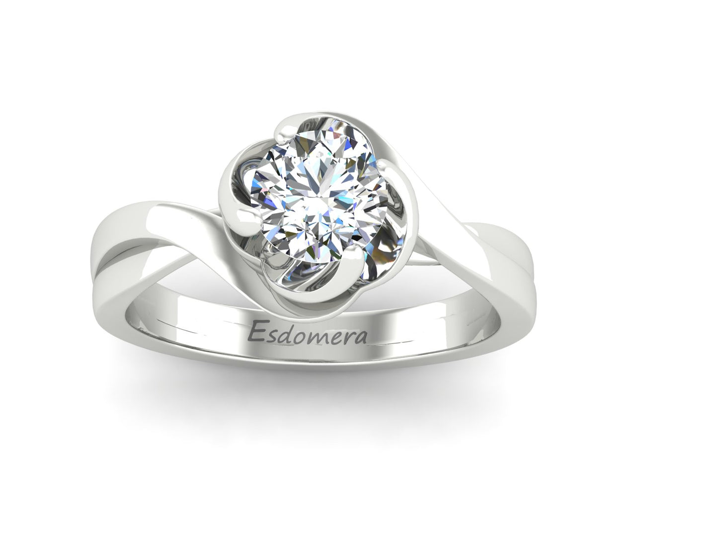 Round Cut 1ct Esdomera Moissanite Ring, Solitaire Flower Style Engagement Ring