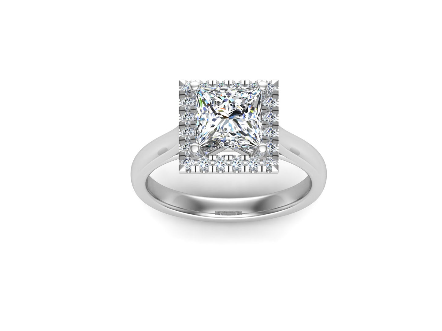 Princess Cut 1.1 CT 5.5mm Moissanite Ring, Halo Engagament Ring, 14k Rose Gold Ring