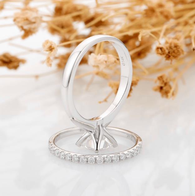 Moissanite Bridal Set, Princess Cut 1.00 CT Moissanite Ring, Accents 14k White Gold Wedding Ring Bridal Set, Women Ring Set