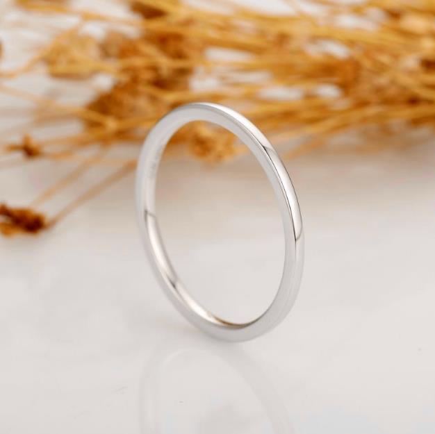 Solid 14k White Gold Wedding Band, Handmade Fine Jewelry, Antique Plain Gold Ring, Simple Ring