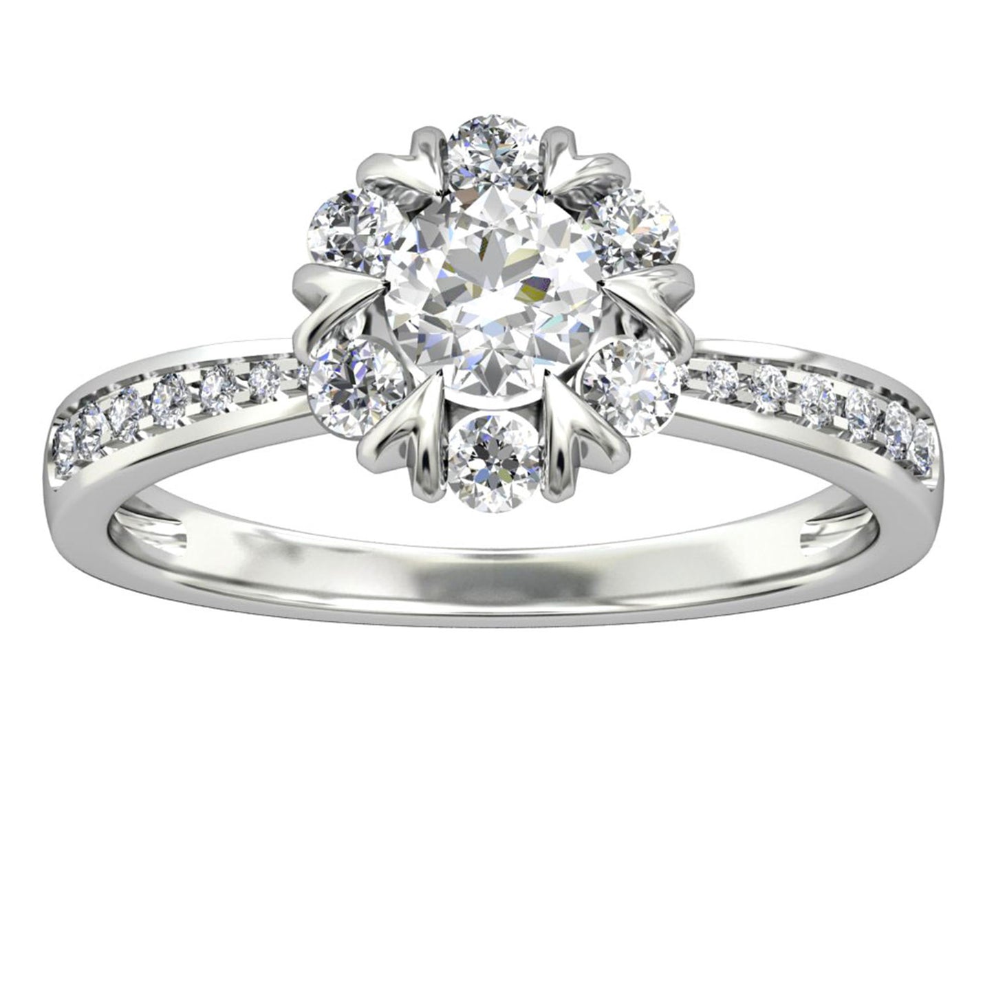 Half Eternity Ring, 0.5CT Round Cut Moissanite Accents Engagement Ring