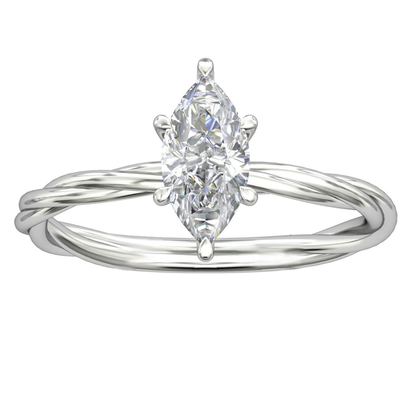 Rope Shank Design Wedding Ring, 1.0CT Marquise Cut Moissanite Ring