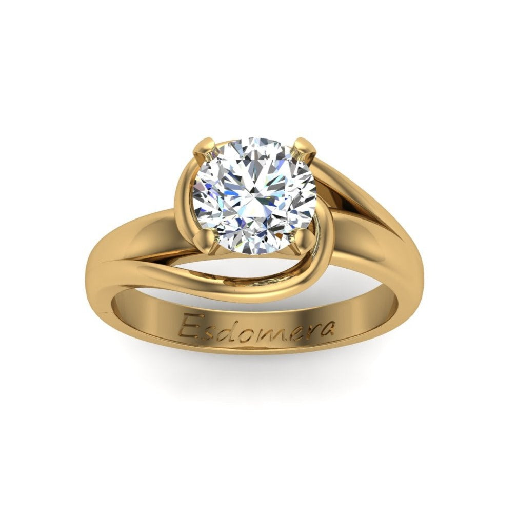 1.5CT Round Cut Moissanite Wedding Ring, 14k Two Tone Gold Engagament Ring