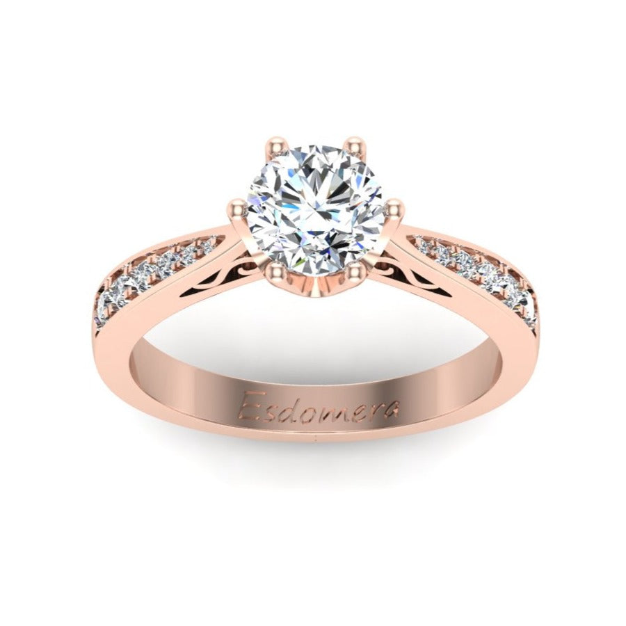Vintage Crown Design Wedding Ring, 0.5CT Round Cut Moissanite Engagement Ring, 14K Solid Gold