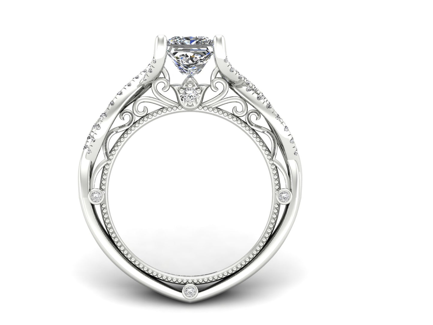 Princess Cut 1ct Esdomera Moissanite Ring, Antique Filigree Wedding Ring