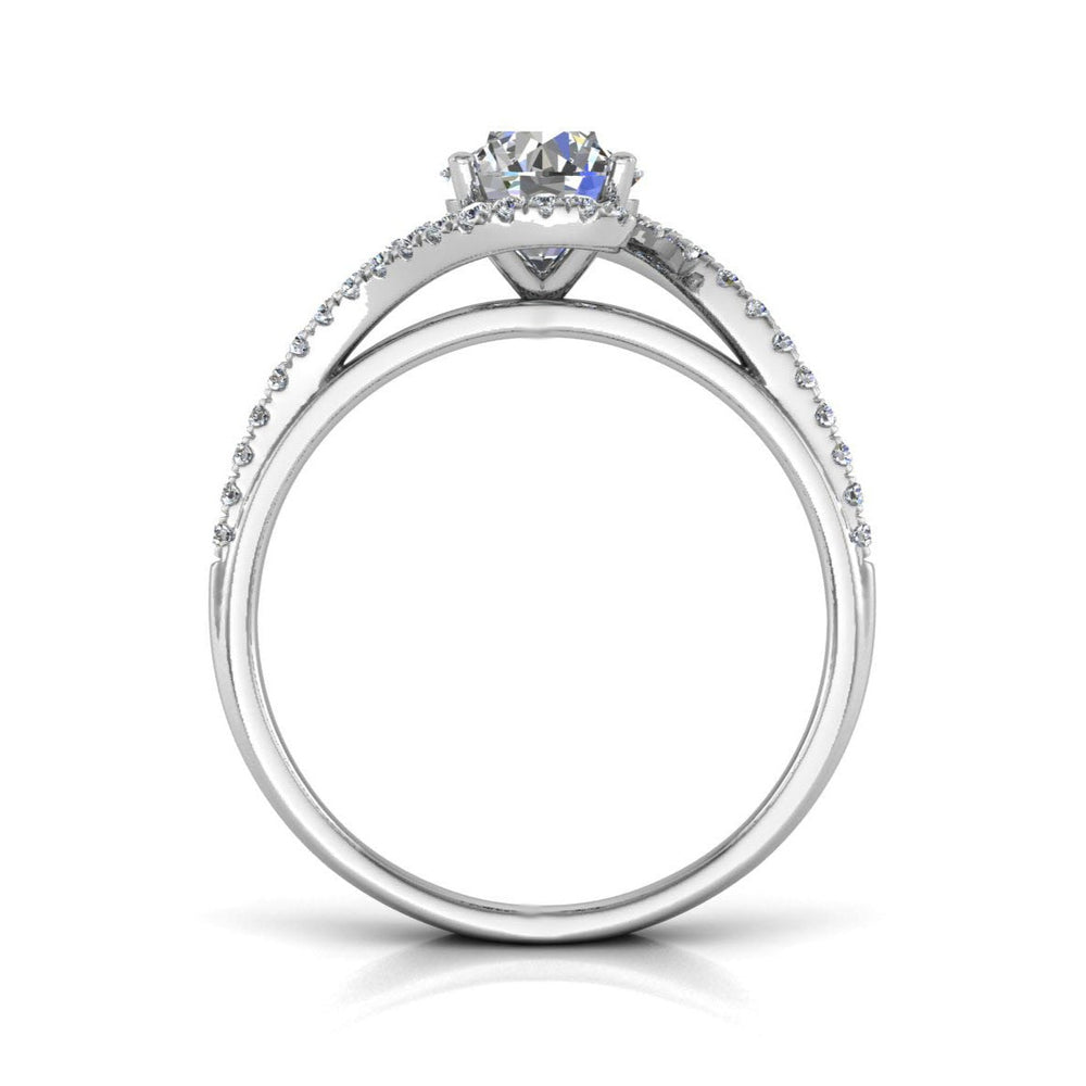 Round Cut 6.5mm Moissanite Ring 14k White Gold Engagement Ring For Women, Promise Ring, Art Deco Wedding Ring, Anniversary Ring For Wife