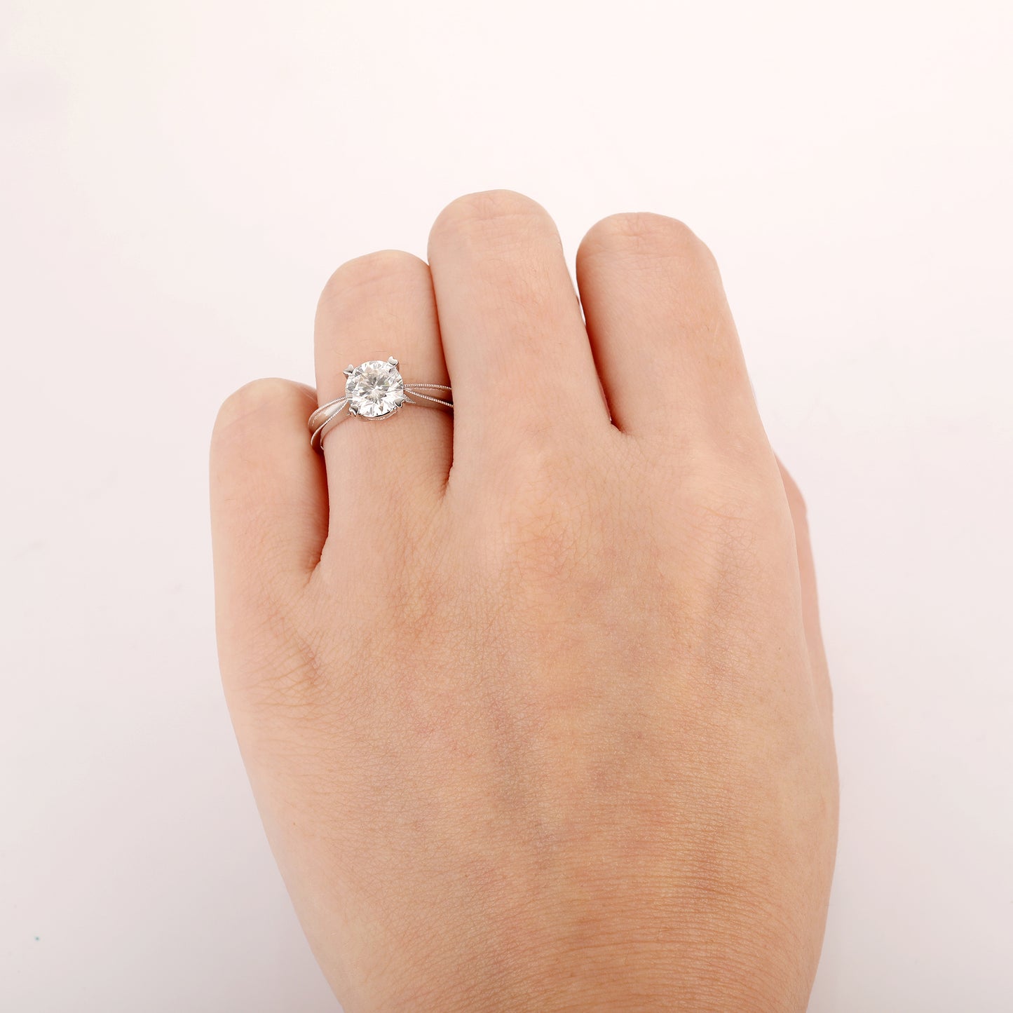 Round Cut 1.5CT Moissanite Ring, Art Deco Solitaire Engagement Ring