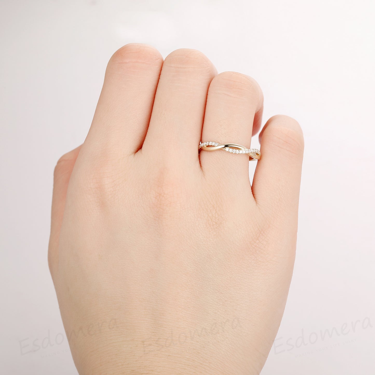 14K Solid Yellow Gold Wedding Ring, Moissanite Engagement Ring