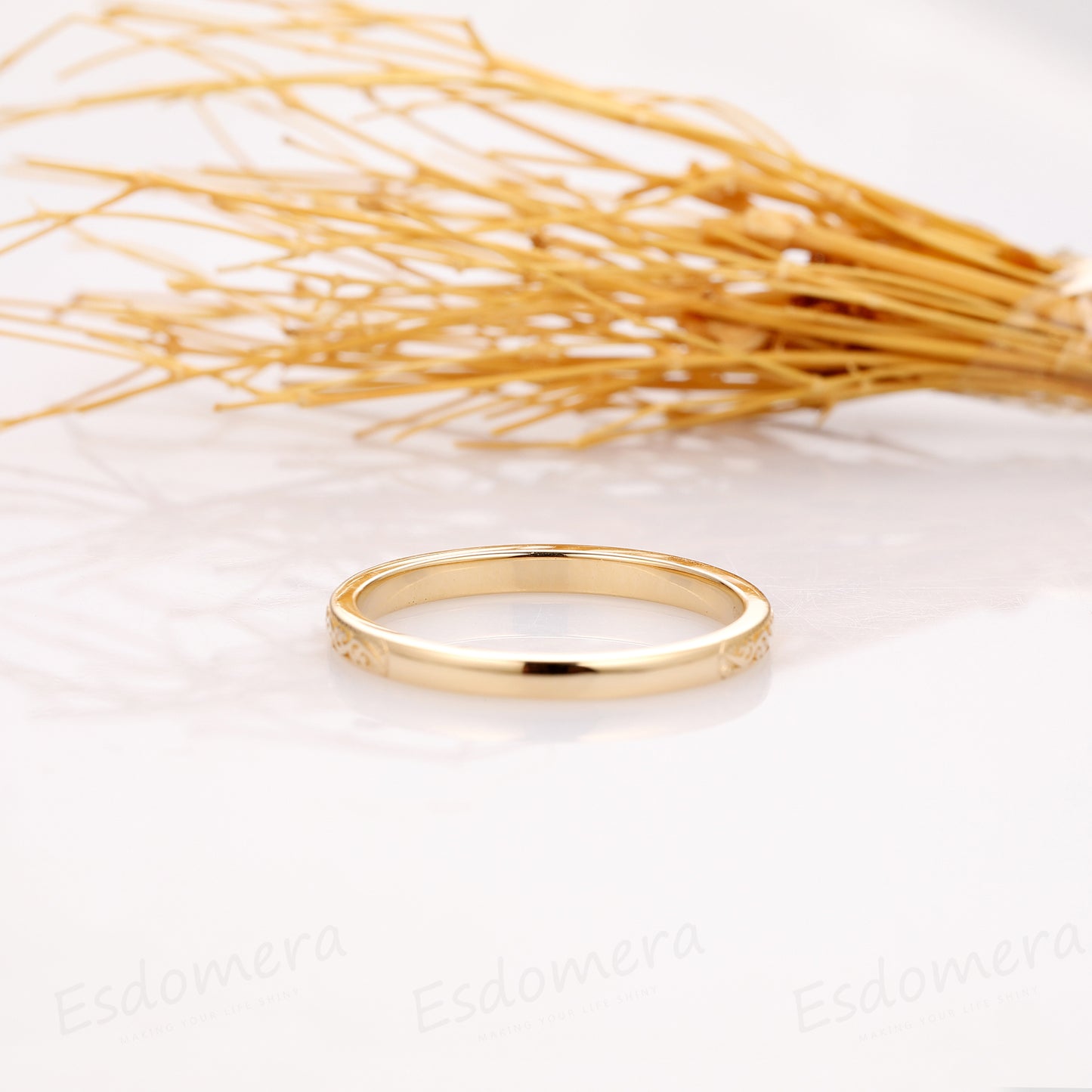 Solid 14k Yellow Gold Wedding Band, Matching Ring, Handmade Jewelry