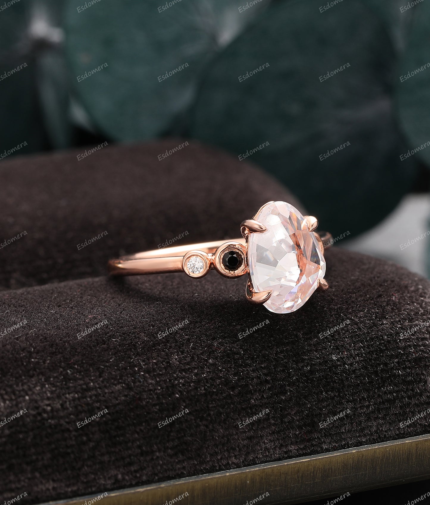 4 Prong Set Irregular Cut Moissanite Engagement Ring, 14k Rose Gold Ring For Women, Classic Moissanite Anniversary Ring