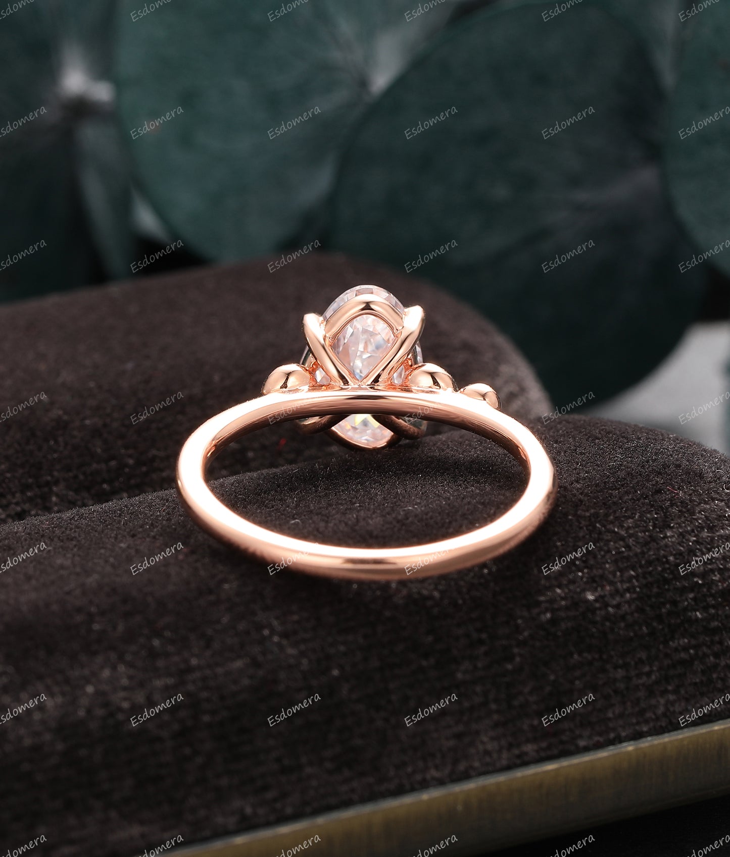4 Prong Set Irregular Cut Moissanite Engagement Ring, 14k Rose Gold Ring For Women, Classic Moissanite Anniversary Ring