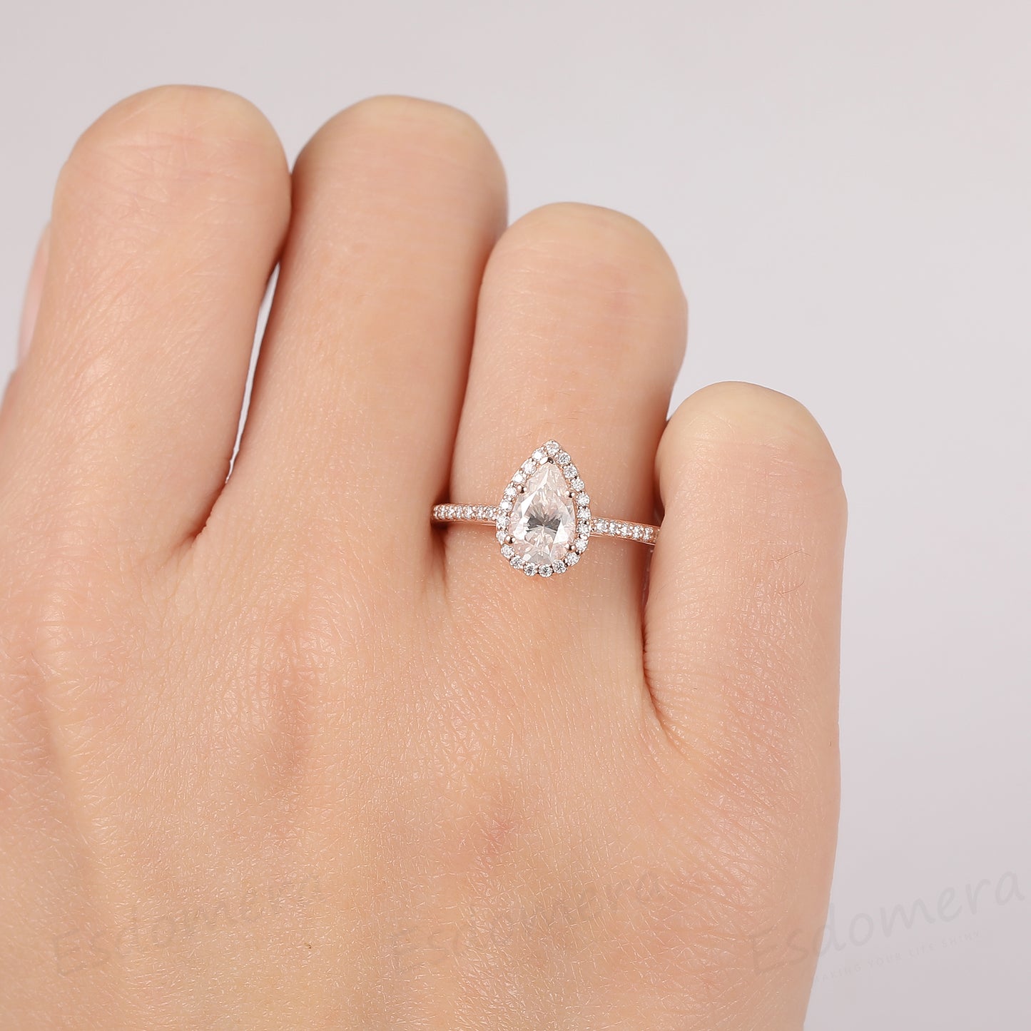 Pear Cut 5x8mm Moissanite Ring Wedding Ring Halo Engagement Ring