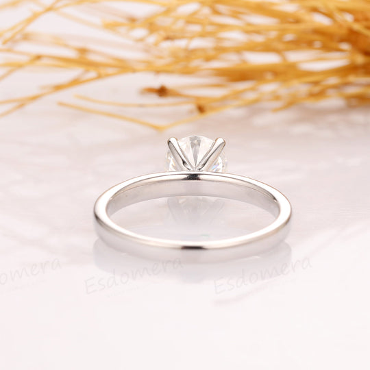1.0CT Round Cut Moissanite Promise Ring Solitaire 4 Prongs Ring