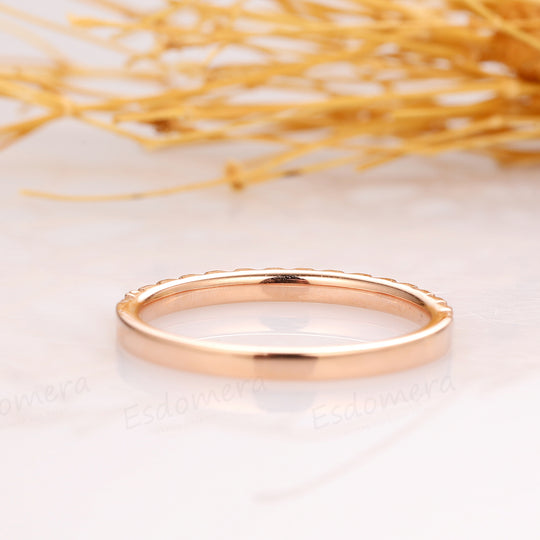 Half Eternity Wedding Band Pave Set Moissanite Wedding Ring