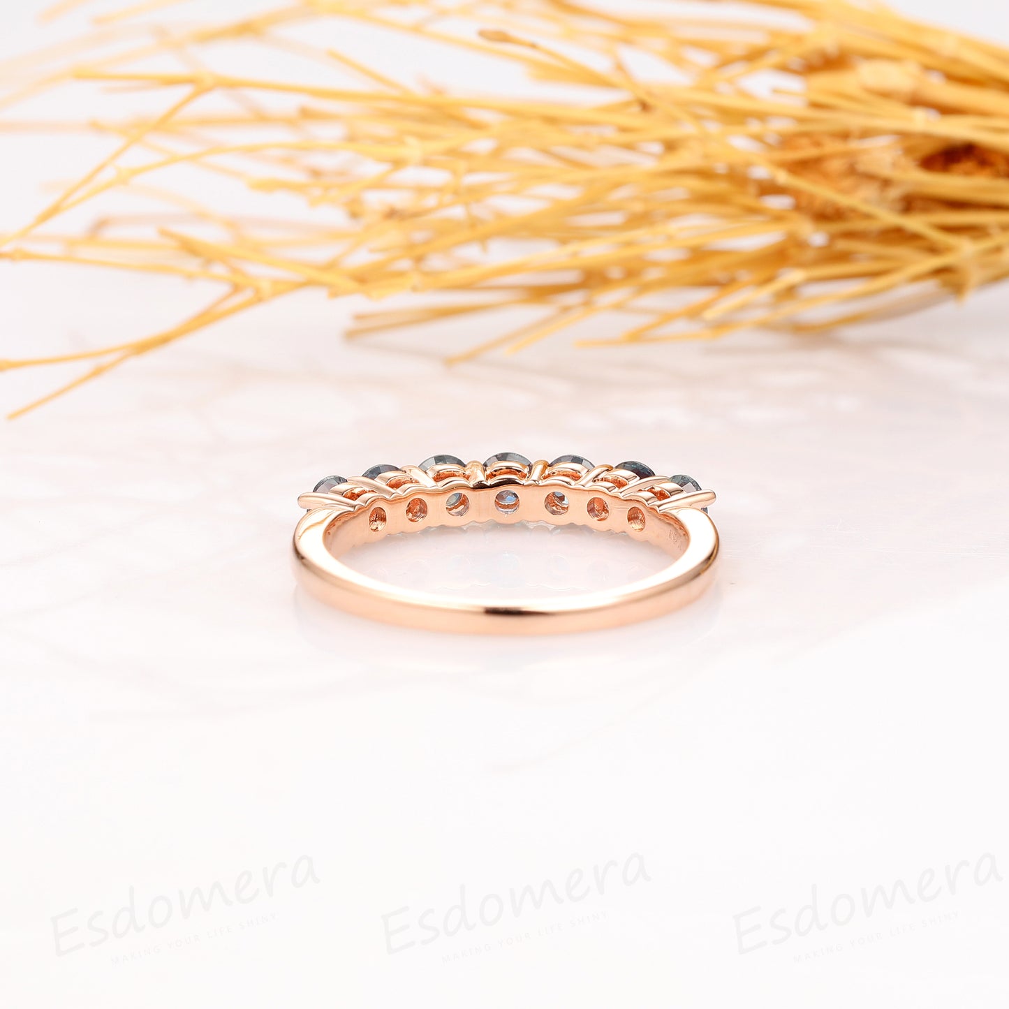 Classic 0.7ctw Round Cut Alexandrite Ring, Elegant 14k White Gold Alexandrite Wedding Ring