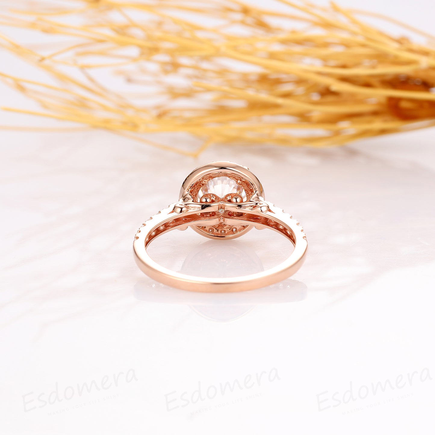 Round Cut 1.25CT Moissanite Wedding Ring, Moissanite Wedding Band, 14k Solid Rose Gold Engagement Ring