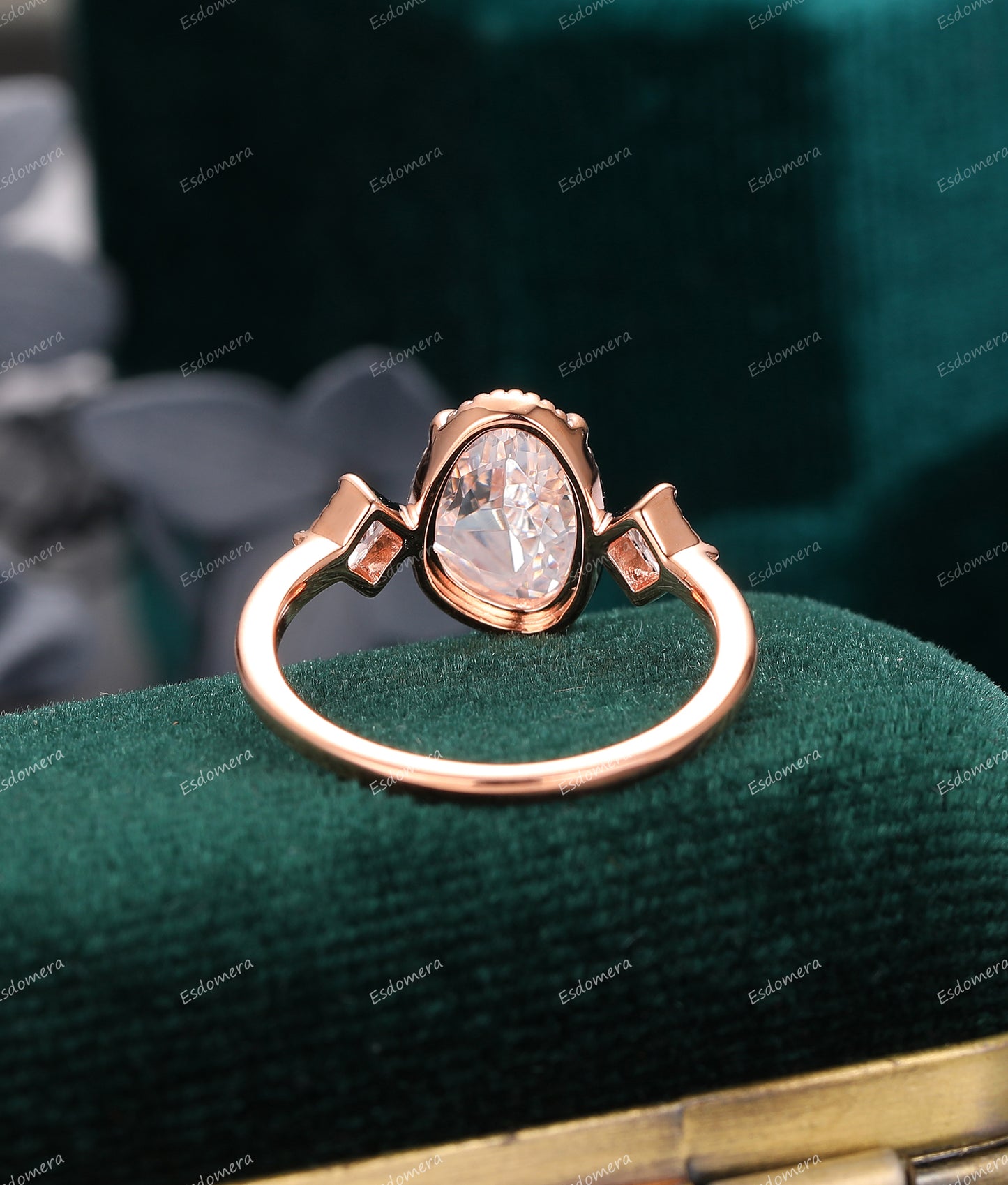 2.00CT Irregular Shaped Moissanite Ring, Milgrain Triple Stone Moissanite Ring, Square Moissanite Ring, Anniversary Gift For Her, Vintage Unique Gift
