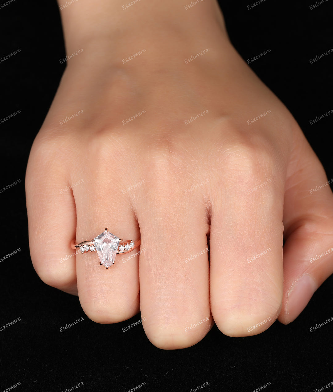 2.10CT Pointed Shield Shaped Moissanite Engagement Ring