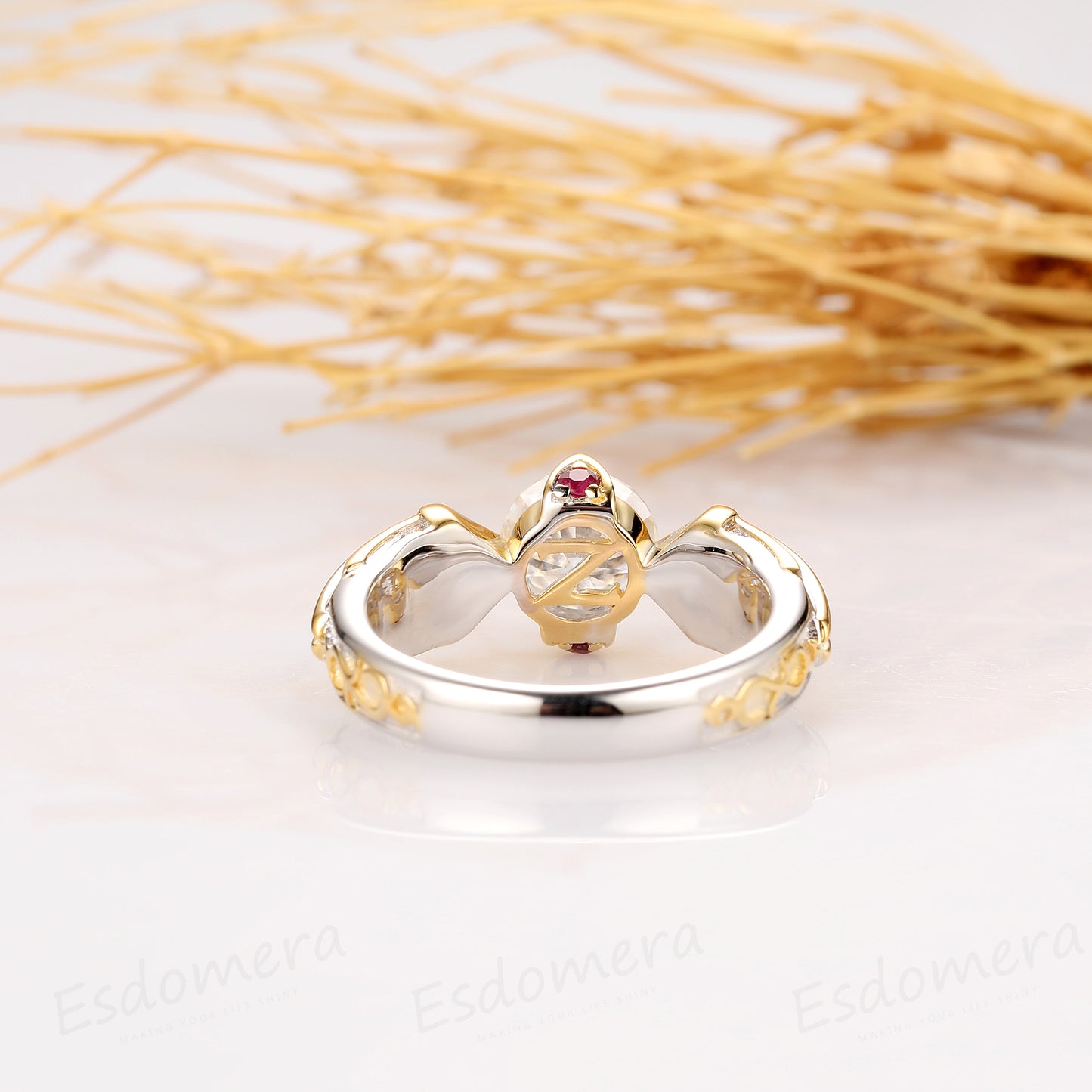 Game Ring, Video Game Triforce Design Ring, 1CT Moissanite Engagement Ring