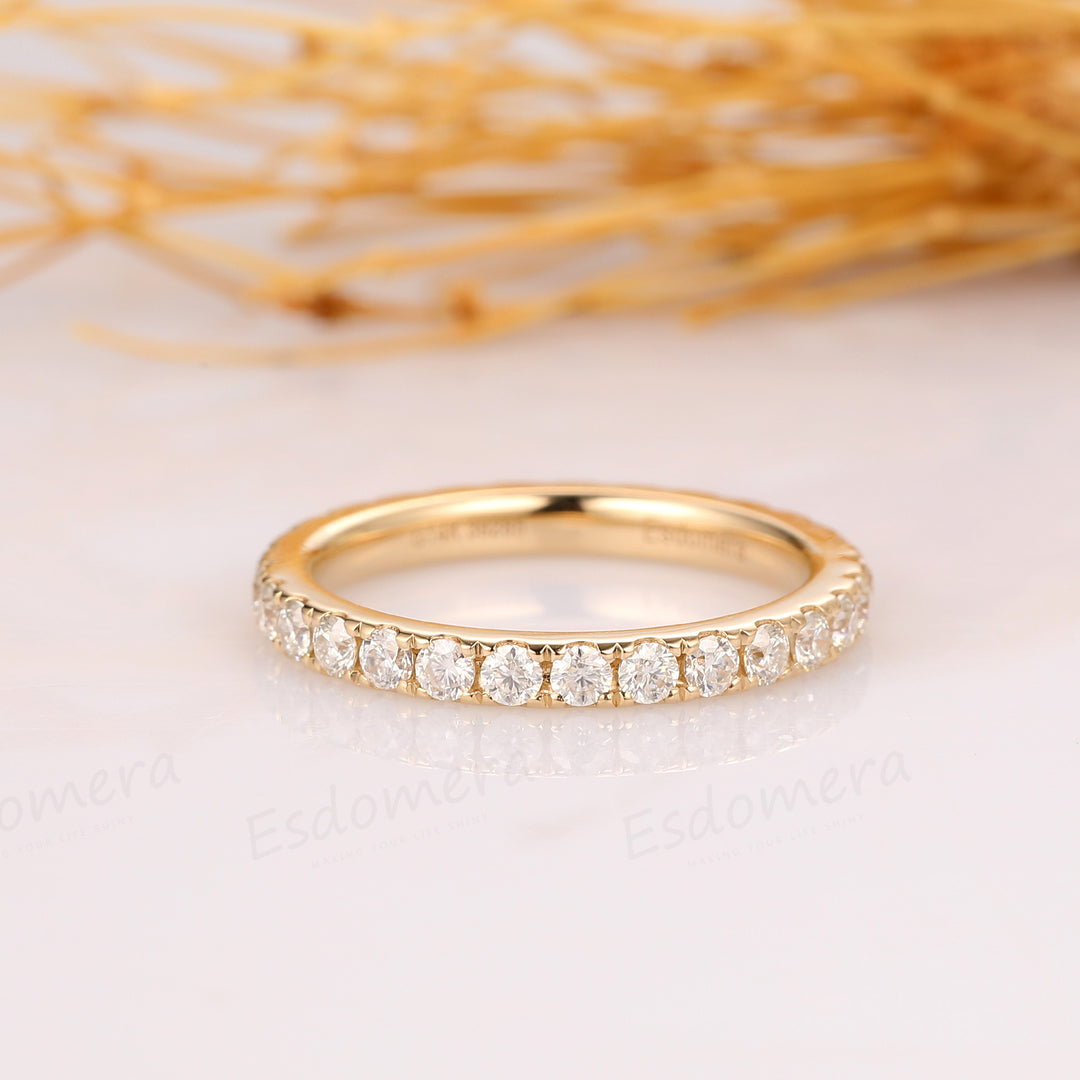 Full Eternity Moissanite Wedding Band Rose Gold Wedding Ring